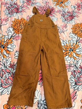 Carhartt Brown/Tan Duck Canvas Bib Overalls in a 4T